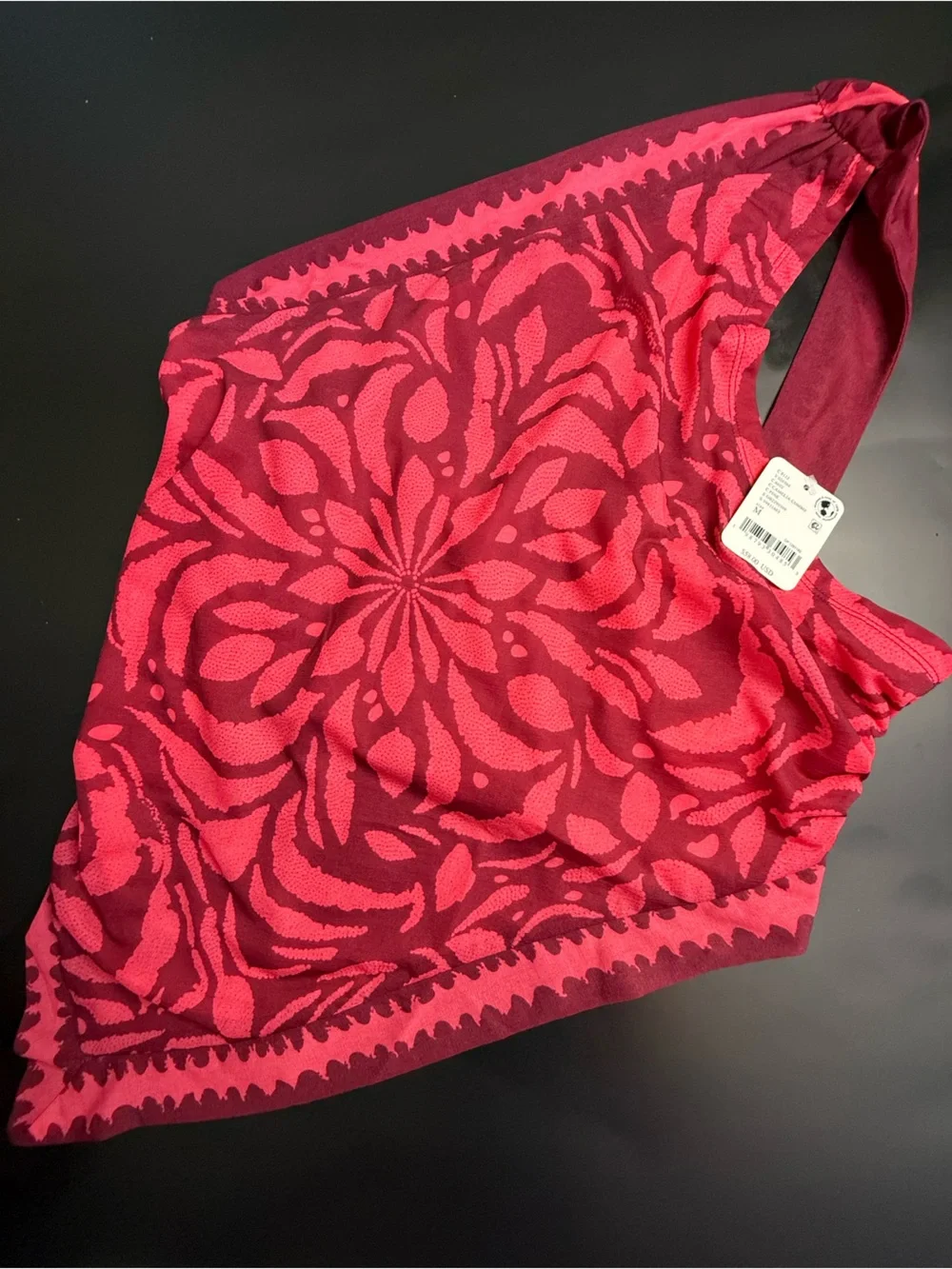 Free People Red & Dark Pink Floral Bandeau top
